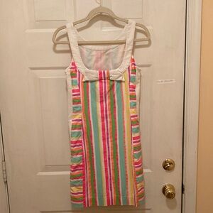 Lilly Pulitzer dress, multi color stripes, size 8,